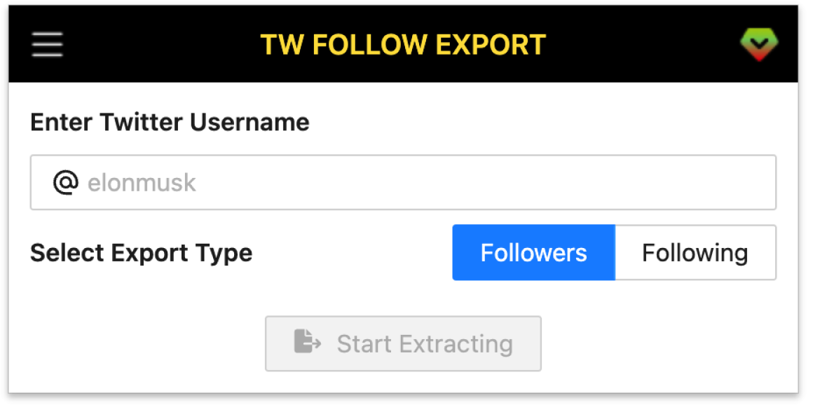 Twitter Follow Exporter Screenshot